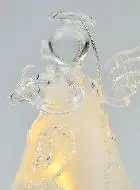 Beleuchteter Weihnachtsengel aus Glas 8cm - Blattmuster