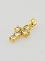 Kreuz Anhänger mit Strass - 15mm