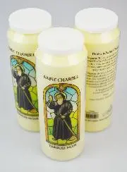3 Novenen-Kerzen Heiliger Charbel mit Gebet