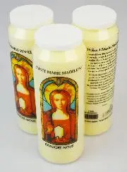 3 Novenenkerzen zur Heiligen Maria Magdalena mit Gebet