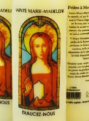 3 Novenenkerzen zur Heiligen Maria Magdalena mit Gebet