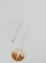 Religöse Halskette Silber - Anhänger Holz Harz mit Kreuz Jesu