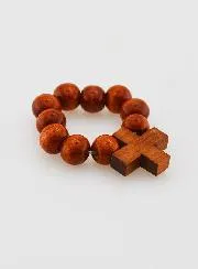 Religiöser Zehner Rosenkranz aus Holz - 3cm