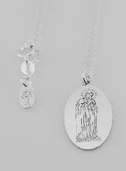Medaille Jungfrau Maria + Kette - Massiv Silber