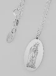 Medaille Jungfrau Maria + Kette - Massiv Silber