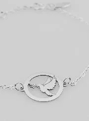 Armband aus Massiv Silber - Taube und Zweig
