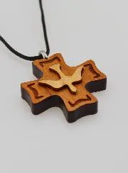 Anhänger Kreuz Firmung aus Holz - Heiliger Geist