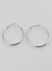 Ovale Creolen Ohrringe aus Rhodiniertem 925er Silber - 36mm