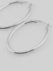 Ovale Creolen Ohrringe aus Rhodiniertem 925er Silber - 36mm