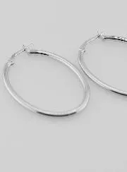 Ovale Creolen Ohrringe aus Rhodiniertem 925er Silber - 36mm