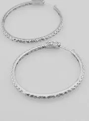 Durchbrochene Creolen Ohrringe 40mm - 925er Silber Rhodiniert