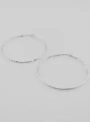 Gehämmerte Creolen Ohrringe aus Rhodiniertem 925er Silber - 50mm