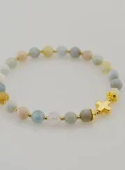Armband Aquamarin und Kreuz - 6mm