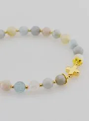 Armband mit Kreuz - Aquamarin 6mm