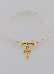 Armband Mondstein und Kreuz - 6mm