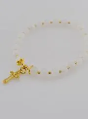 Armband Mondstein und Kreuz - 6mm