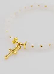 Armband mit Kreuz - Mondstein 6mm