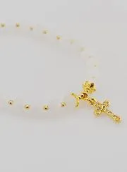 Armband mit Kreuz - Mondstein 6mm