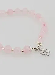 Armband aus Rosenquarz 6mm und Schutzengel