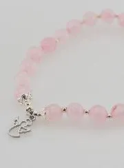 Armband aus Rosenquarz 6mm und Schutzengel