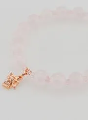 Rosenquarz Armband 8mm und Strass Engel