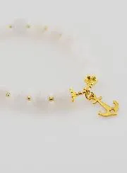 Armband aus Mondstein 8mm und Anhänger Anker