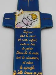 Taufkreuz für Mädchen und Gebet in Emaille von Libanon