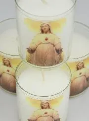 Set 4 Votivkerzen Gottesmutter von Pellevoisin