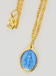 Blaue Wunderbare Medaille mit Halskette 45cm