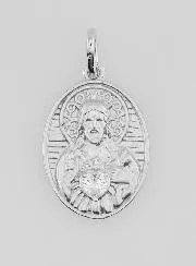 Anhänger Silber und Zirkonia Heiliges Herz Jesu - 19mm