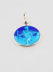 Christophorus Medaille aus Silber und Emaille - 13 mm