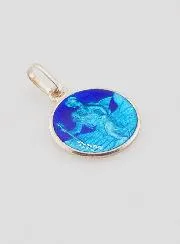 Christophorus Medaille aus Silber und Emaille - 13 mm