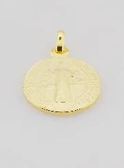 Vergoldete Medaille des Heiligen Benedikt - 16mm