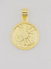 Vergoldete Medaille mit Rand - Erzengel Michael - 14mm