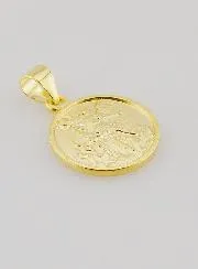 Vergoldete Medaille mit Rand - Erzengel Michael - 14mm