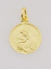 Vergoldete Medaille Madonna von Botticelli - 16mm