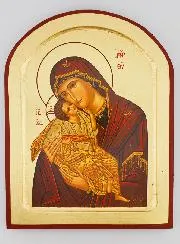 Religiöse Ikone Muttergottes der Zärtlichkeit Halbrund - 23cm