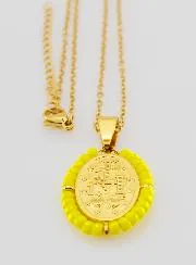 Wundertätige Medaille und Halskette - Gelbe Perlen