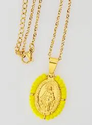 Wundertätige Medaille und Halskette - Gelbe Perlen