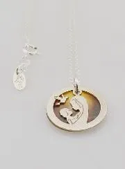 Halskette Madonna mit Kind und Taube - Silber und Perlmutt
