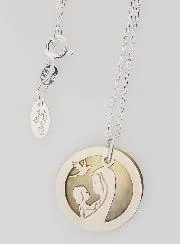 Halskette Madonna mit Kind und Taube - Silber und Perlmutt