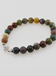 Religiöses Armband Indischer Achat 8 mm und Kreuz