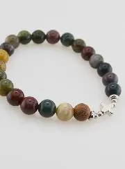 Religiöses Armband Indischer Achat 8 mm und Kreuz