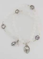 Mondstein Rosenkranz Armband – H. Benedikt und Pater Pio