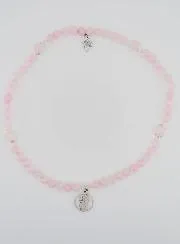Rosenkranz aus Rosenquarz - Jungfrau Maria und Heilige Dreifaltigkeit