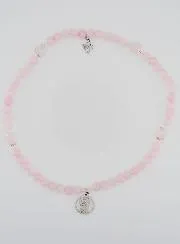 Rosenkranz Armband aus Rosenquarz - Jungfrau Maria und Heilige Dreifaltigkeit