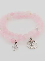 Rosenkranz Armband aus Rosenquarz - Jungfrau Maria und Heilige Dreifaltigkeit