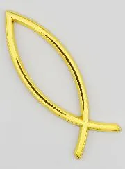 Auto Plekette Christlicher Fisch Ichthys Goldfarben - 14 cm