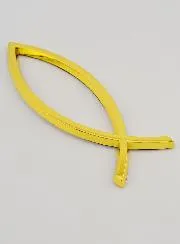 Auto Plekette Christlicher Fisch Ichthys Goldfarben - 14 cm