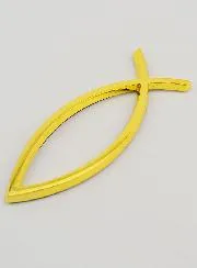 Auto Plekette Christlicher Fisch Ichthys Goldfarben - 14 cm
